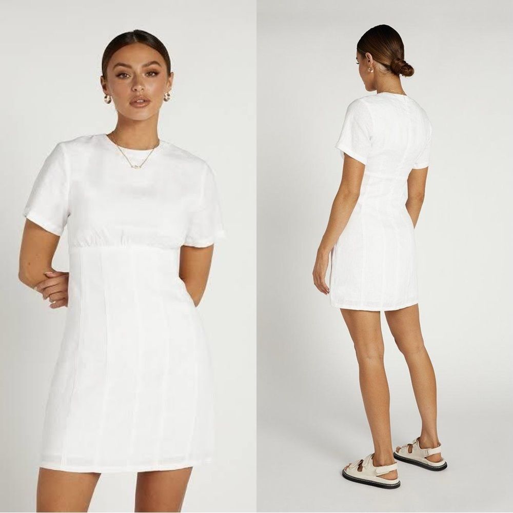 NWT DISSH nova white linen mini dress